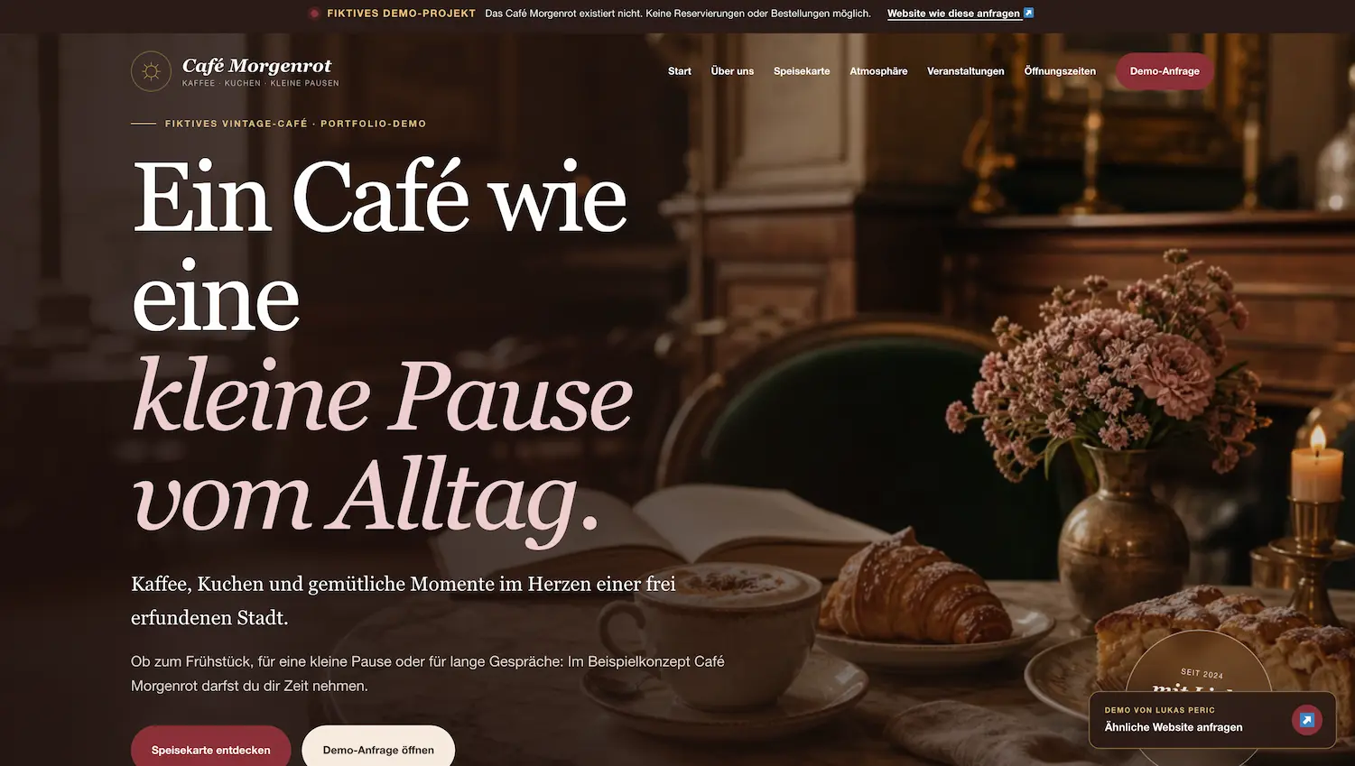 Vorschau des Beispielprojekts für ein Café
